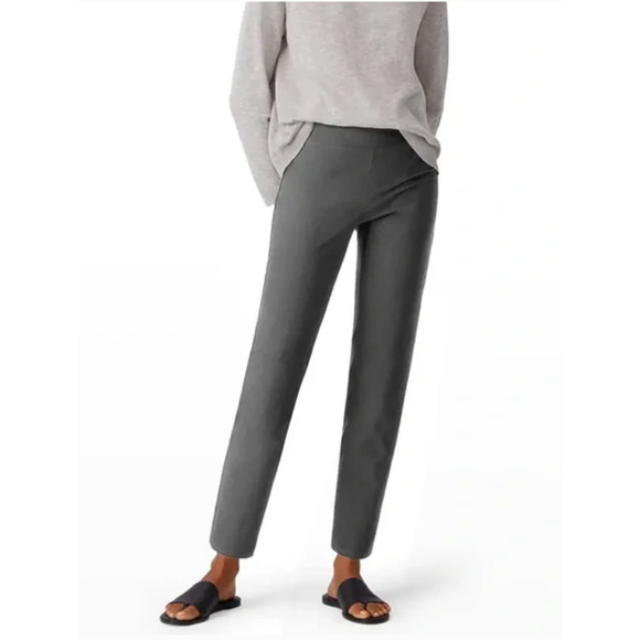 EILEEN FISHER Grey Washable Stretch Crepe Slim Fit Ankle Pants Sz Small S - Picture 1 of 8
